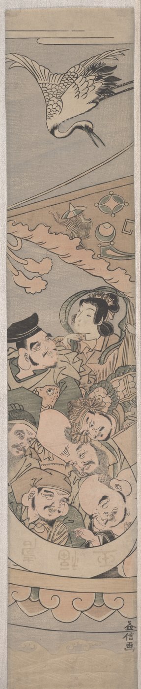 Seven Lucky Gods and Crane, c.1770s by Tanaka Masunobu